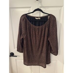 Soft‎ Surroundings Maroon Wine Damask Floral Print Long Sleeve Top 1X Pullover